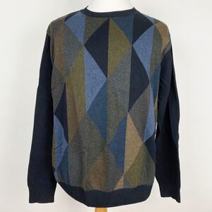 Alex Cannon Diamond Pattern Cotton Crewneck Pullover Sweater Mens Size L